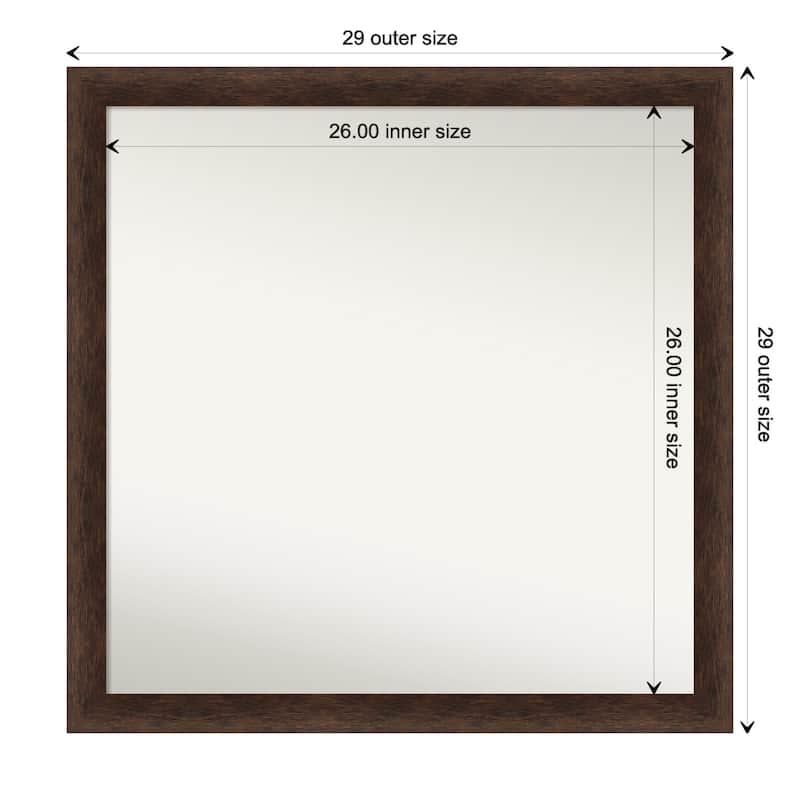 Warm Walnut Narrow Non-Beveled Wood Framed Bathroom Vanity Wall Mirror - Warm Walnut Narrow - Glass Size 26x26