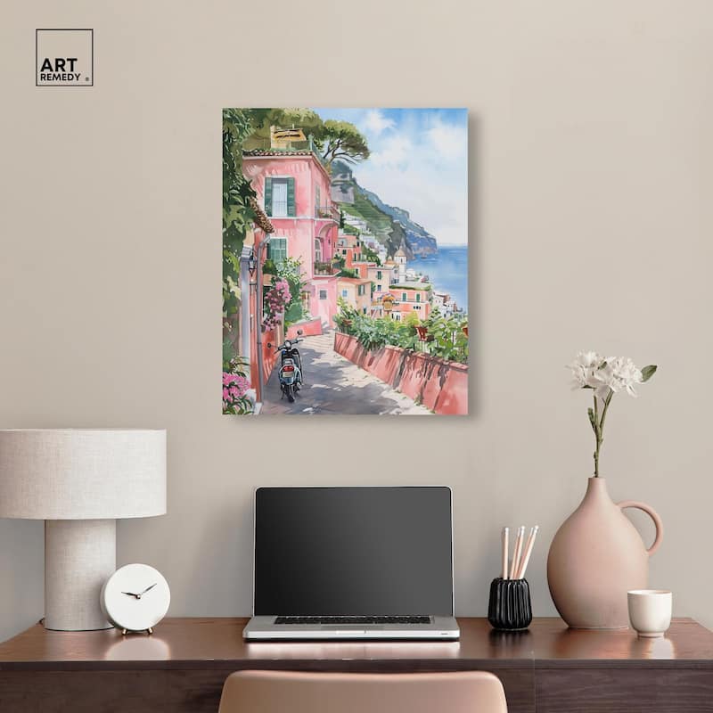 Lush Coastal Villa Canvas by Art Remedy, Gallery Wrapped