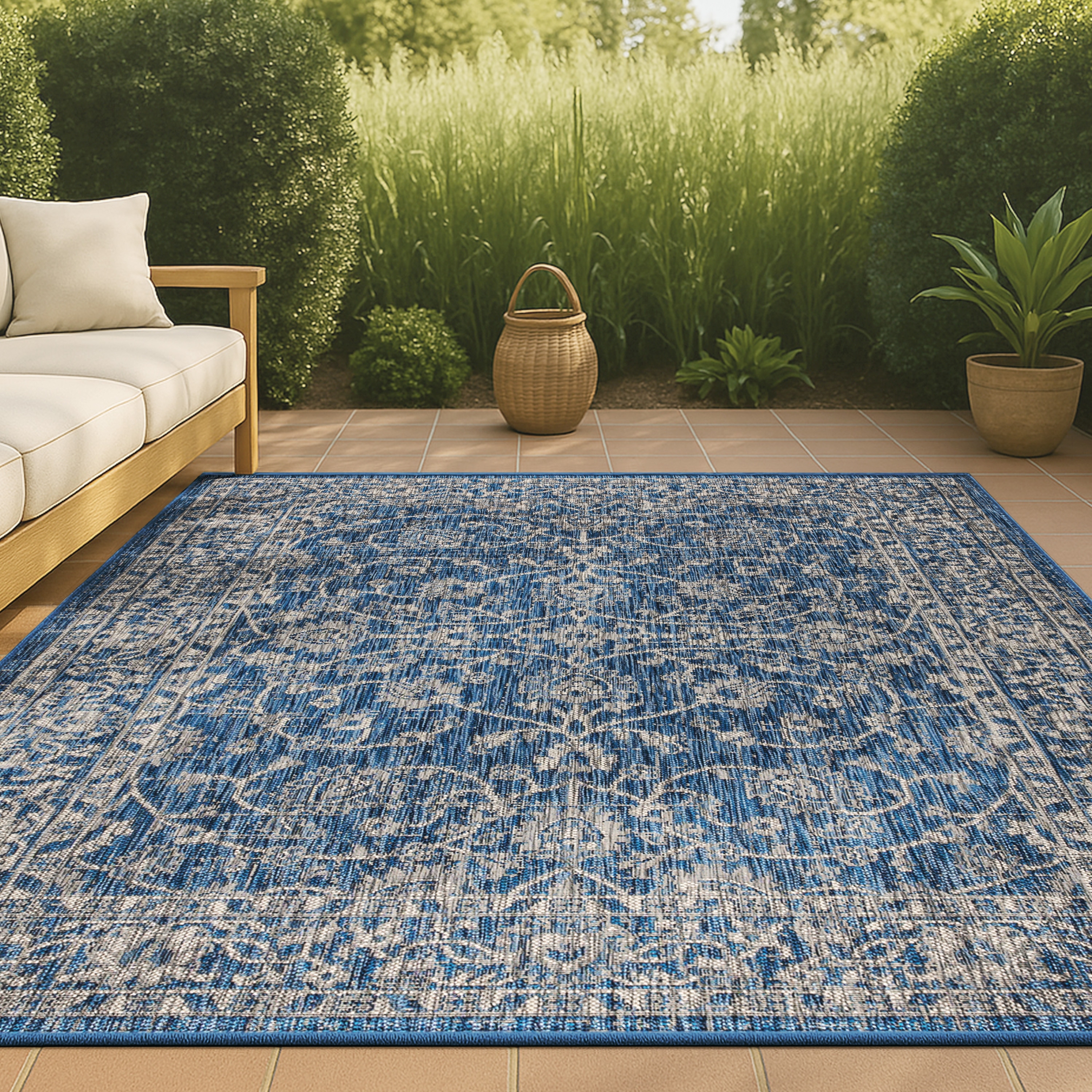 JONATHAN Y Palazzo Vine and Border Textured Weave Indoor/Outdoor Area Rug