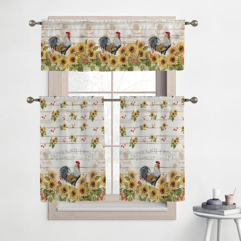 Laural Home Sunflower Farm 36" Kitchen Curtain Valance and Tiers Set