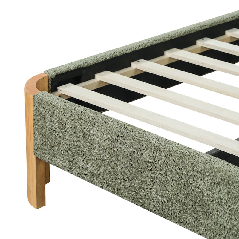 Christopher Knight Home - Modern Boucle Upholstered Platform Bed with Built-In Floating Shelves
