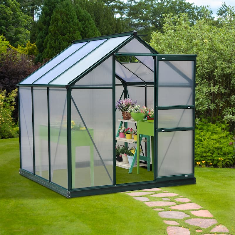 Outsunny Polycarbonate Walk-In Greenhouse for Outdoors - CLEAR - Hobby