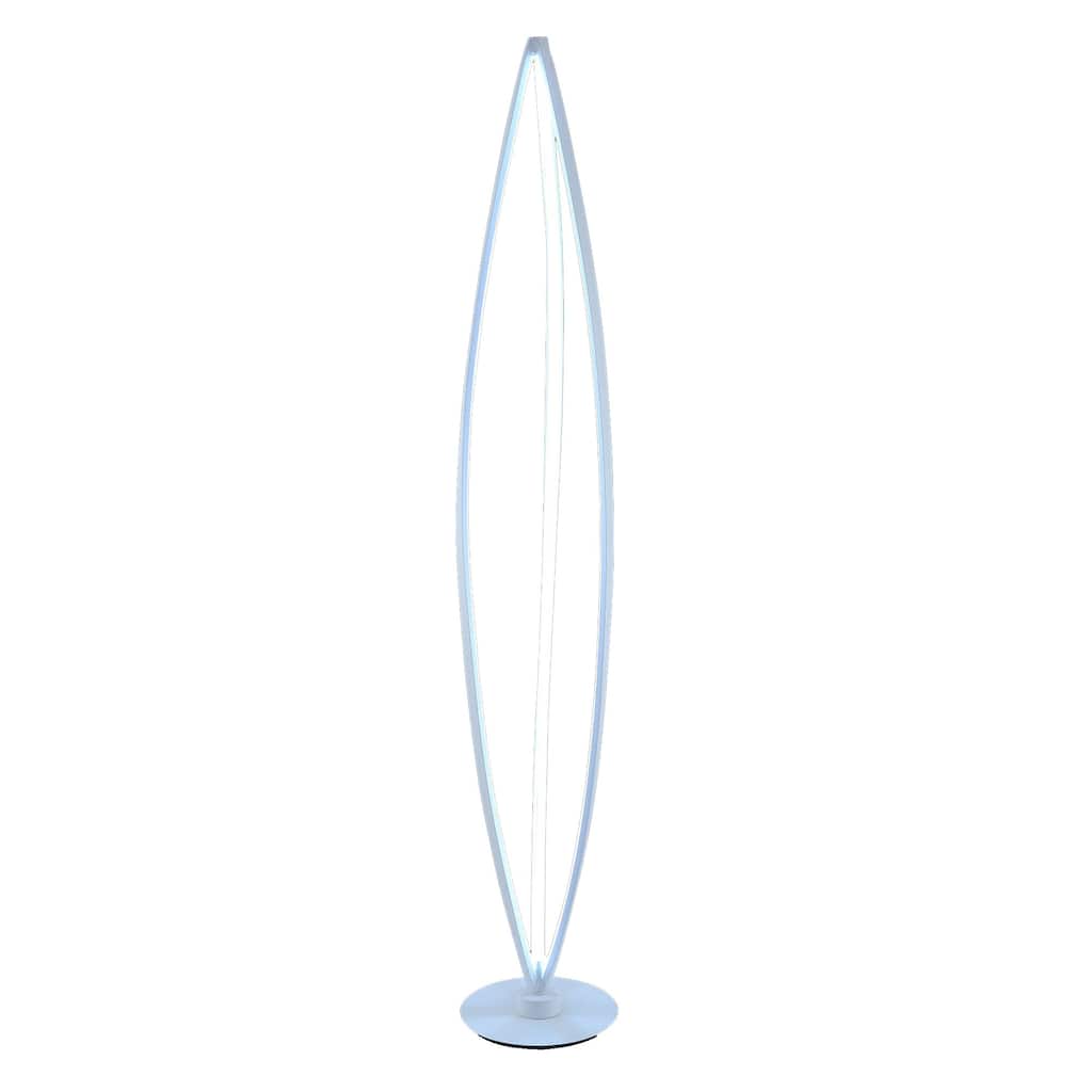 60 Inch Floor Lamp, Modern Accent Round Base, Sturdy Metal Body, White