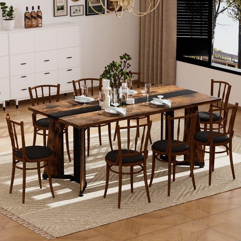 70.9" Extra-Long Rectangular Dining Table‌ – Waterproof 8-Seater Family Table with Adjustable Legs .