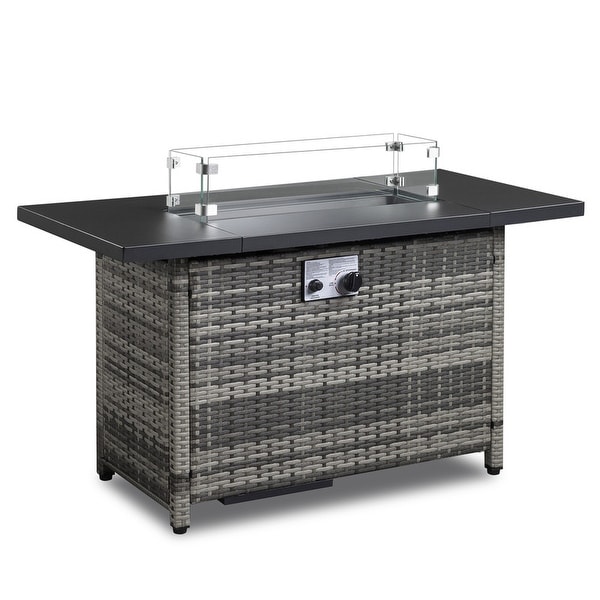50,000 BTU 43 inch Outdoor Fire Pit Table Rattan with Cover 50,000 BTU 43 inch Outdoor Fire Pit Table Rattan with Cover