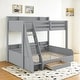 preview thumbnail 1 of 15, Twin over Full Bunk Bed with Storage Shelves,LED,Charging Station