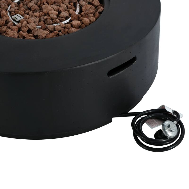 38.2" Round Outdoor Propane Fire Pit, Outside Fire Pit Table with 50000 BTU, Steel Burner, Lava Rocks, Waterproof Cover