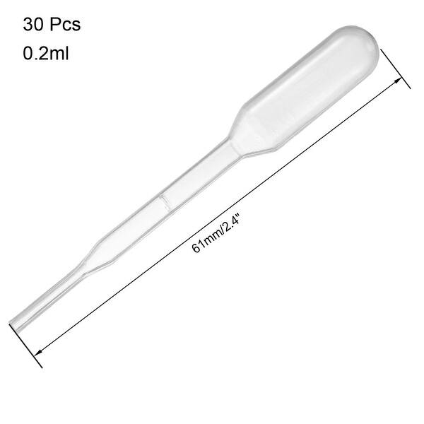 30 Pipettes Pasteur Jetables 0.2ml - Transparentes - Pour Laboratoire, Cosmétique DIY