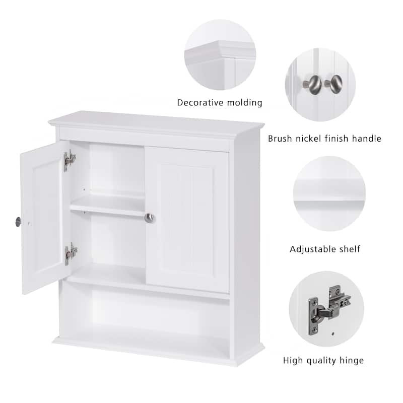 Spirich-Bathroom Wall Spacesaver Storage Cabinet Over The Toilet with Door , Wooden, White