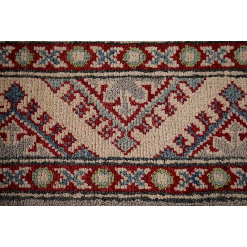 Gray Kazak Oriental Runner Rug Hand-Knotted Hallway Wool Carpet - 2'6" x 20'0"