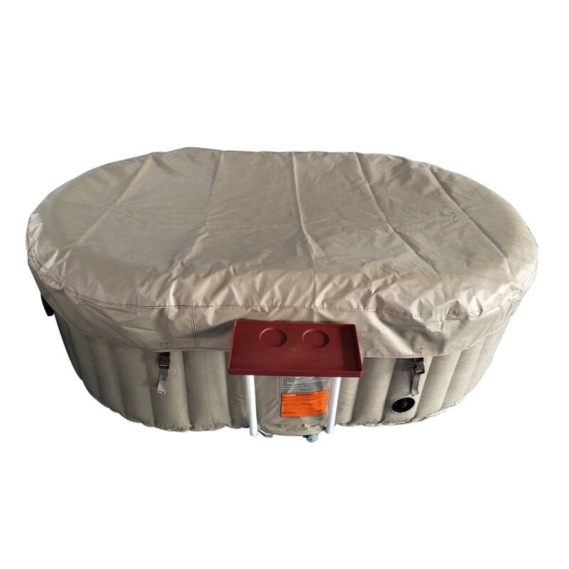 ALEKO Inflatable Hot Tub With Drink Tray Cover 2 Person Brown/White