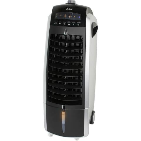 3in1 Super Quiet Energy Efficient Portable Tower Fan & Evaporative Cooler & Humidifier, QE1SKS (Black/Silver)