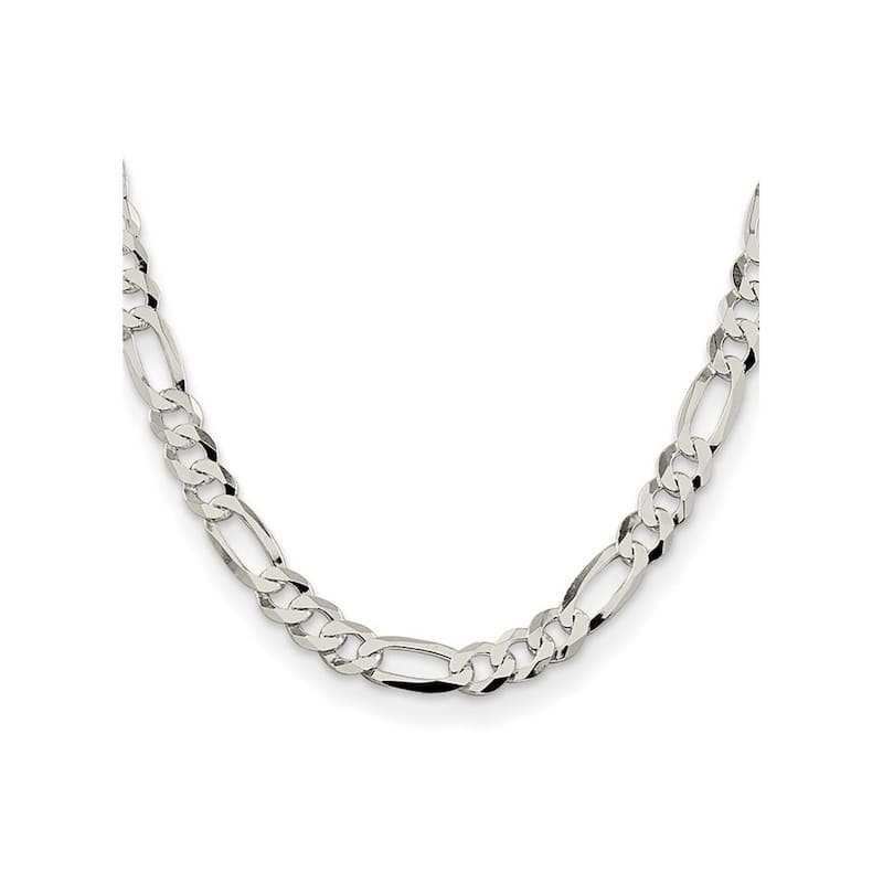 Curata 925 Sterling Silver 8.5mm Polished Flat Figaro Chain Necklace