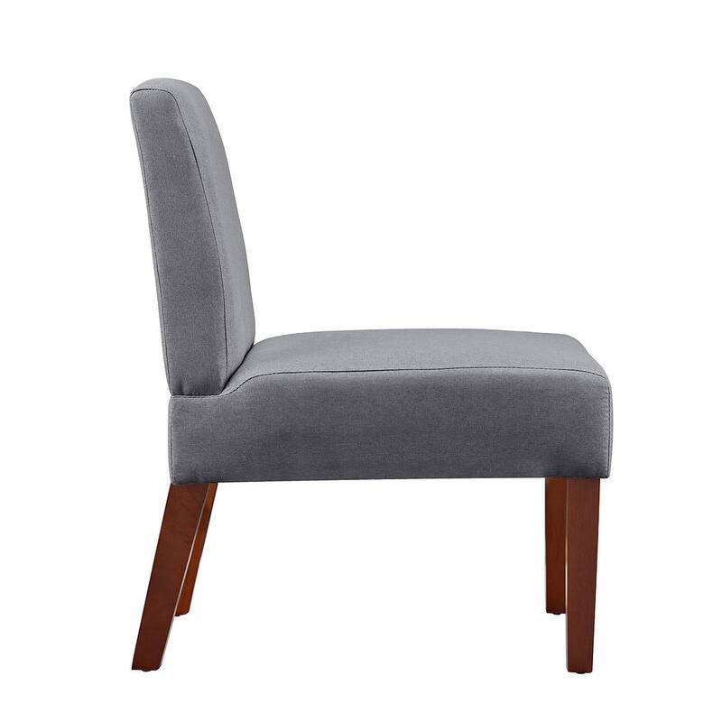 Modern Fabric Armless Chair Set of 2 with Round Wooden Table