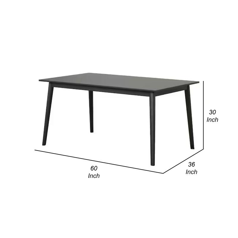 Baylee Rectangular Dining Table, Straight Legs, 60 Inch Black Wood Top