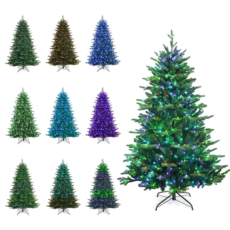 Gymax 6/7/8 FT Pre-lit Artificial Christmas Tree w/ APP Control & 15