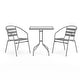 preview thumbnail 22 of 35, 23.5" Square Glass Metal Table with 2 Metal Aluminum Slat Stack Chairs