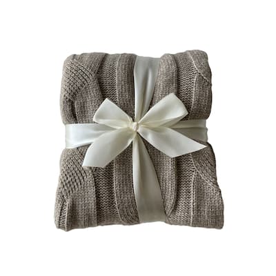 Luxurious Cable Knit Oversized Throw Blanket - 60"x70"
