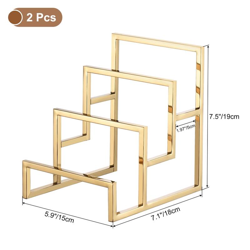 Clutch Purse Display Stand 3 Layer Wallet Rack Metal Clutch Riser 2Pcs - Gold
