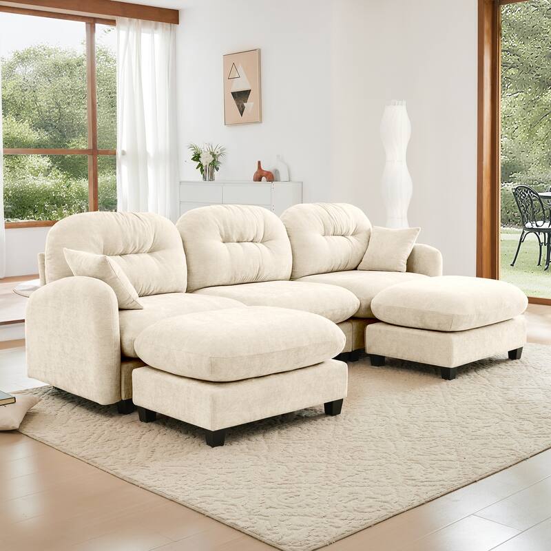 Modular Chenille Tufted Sofas Fits Bedroom, Living Rooms