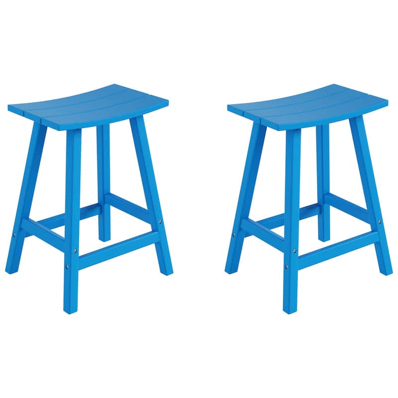 Polytrends Laguna Hdpe All Weather Outdoor Patio 24" Saddle Seat Counter Stool (Set Of 2)