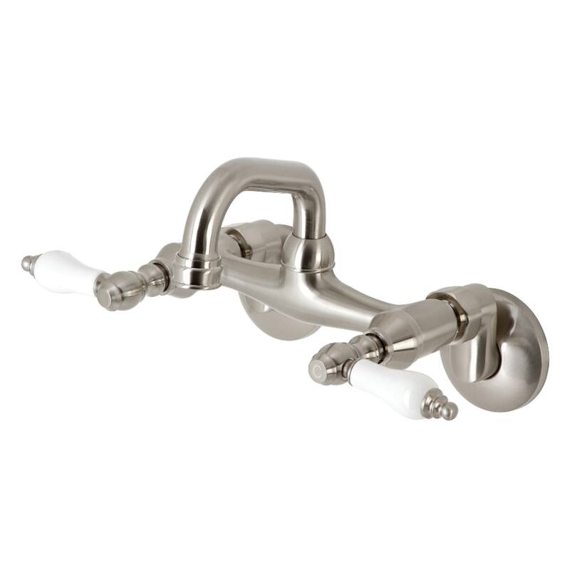 Kingston Brass Two-Handle Wall Mount Bar Faucet - Brushed Nickel