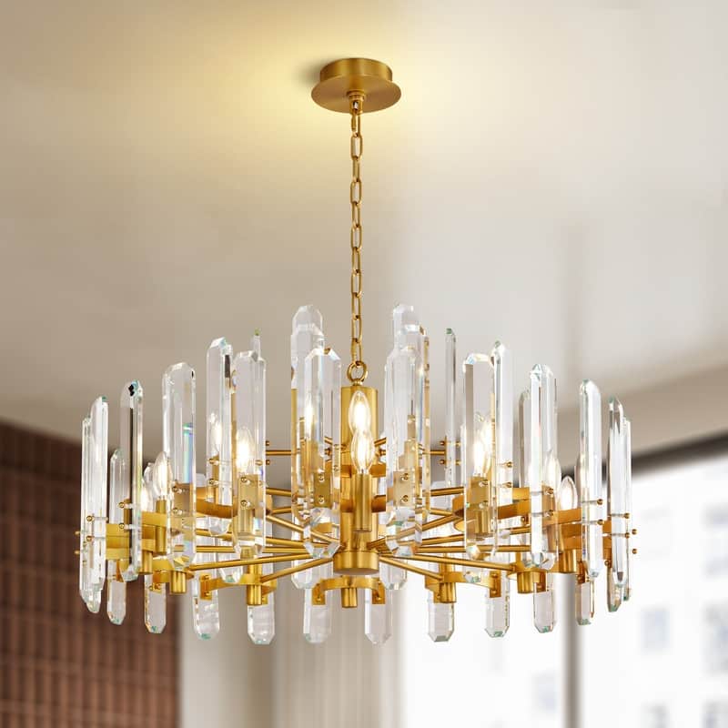KAYLA 54in Modern Luxury Crystal Chandelier Lighting - LED Ceiling Light Fixture - 36in - Black