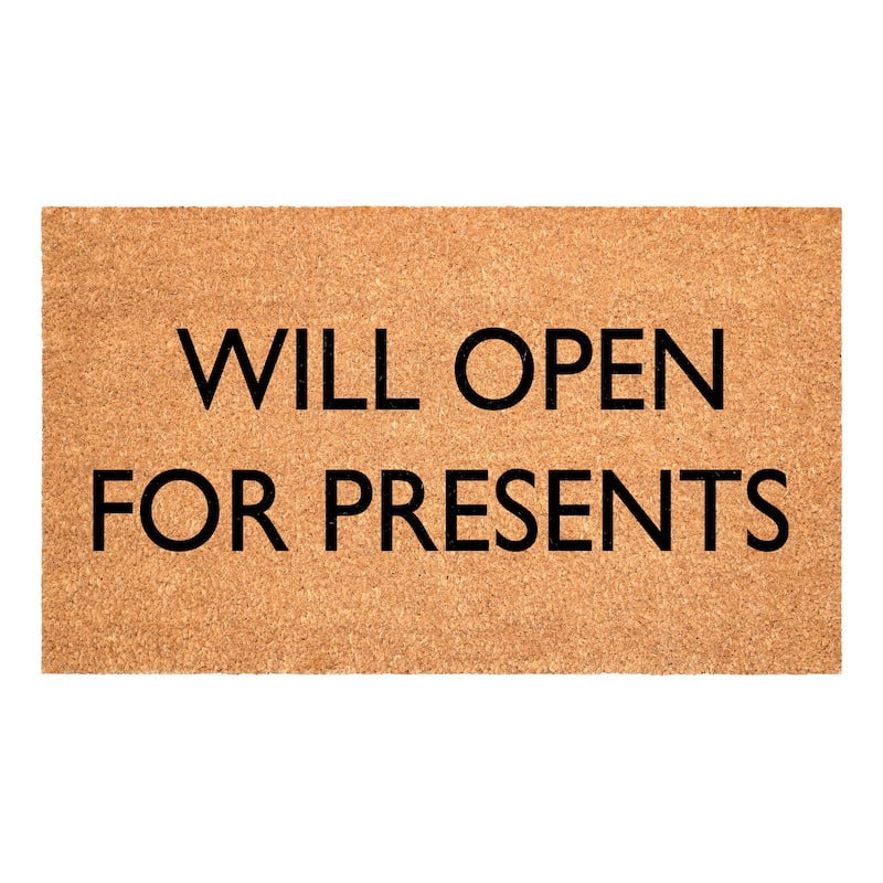 HomeRoots 17" X 29" Brown And Black Christmas Outdoor Coir Door Mat - 17.00' X '29.00