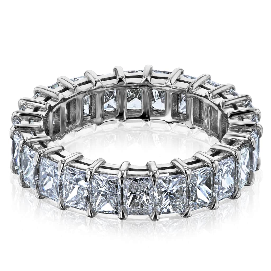 Kobelli 4.84 Carats Natural Diamond Solid 14k White Gold Princess Baguillion™ Basket Prong Eternity Ring - Size 6