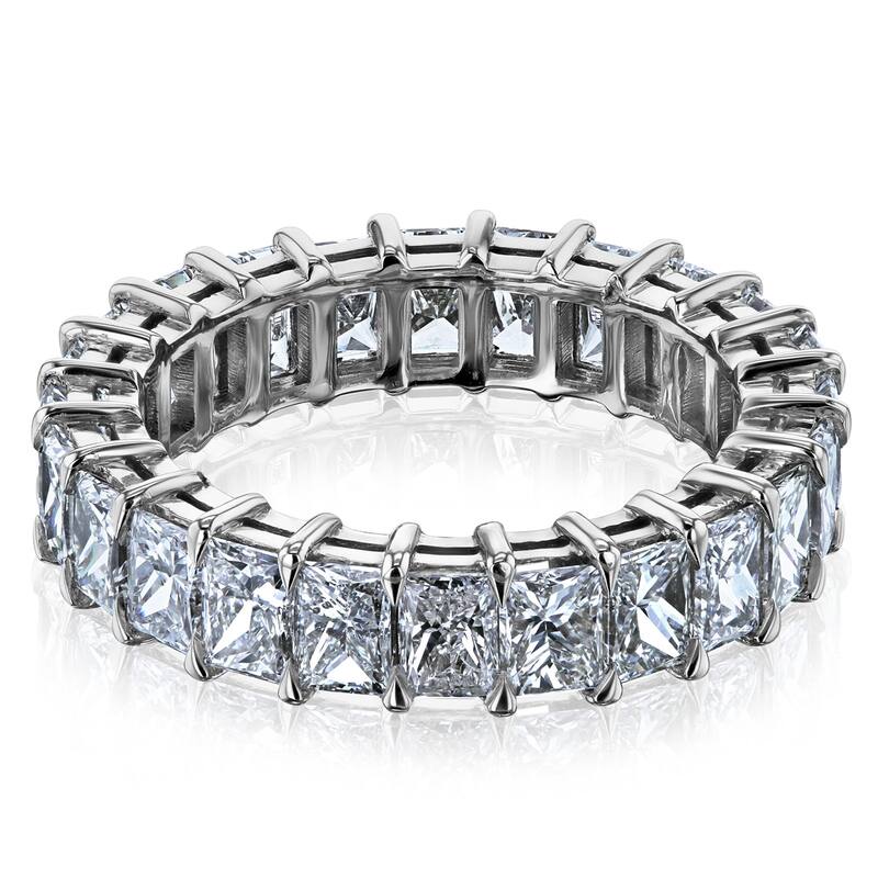 Kobelli 4.84 Carats Natural Diamond Solid 14k White Gold Princess Baguillion™ Basket Prong Eternity Ring - Size 6