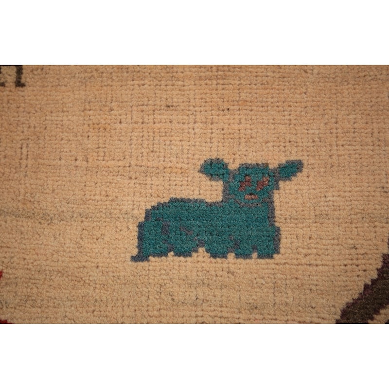 Pictorial Kazak Oriental Foyer Rug Hand-Knotted Wool Carpet - 2'0" x 3'0"