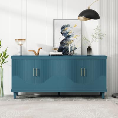 Olive Green Sideboard Console Table with Adjustable Shelves, Large Storage Cabinet TV Cabinet for Living Room Hallway