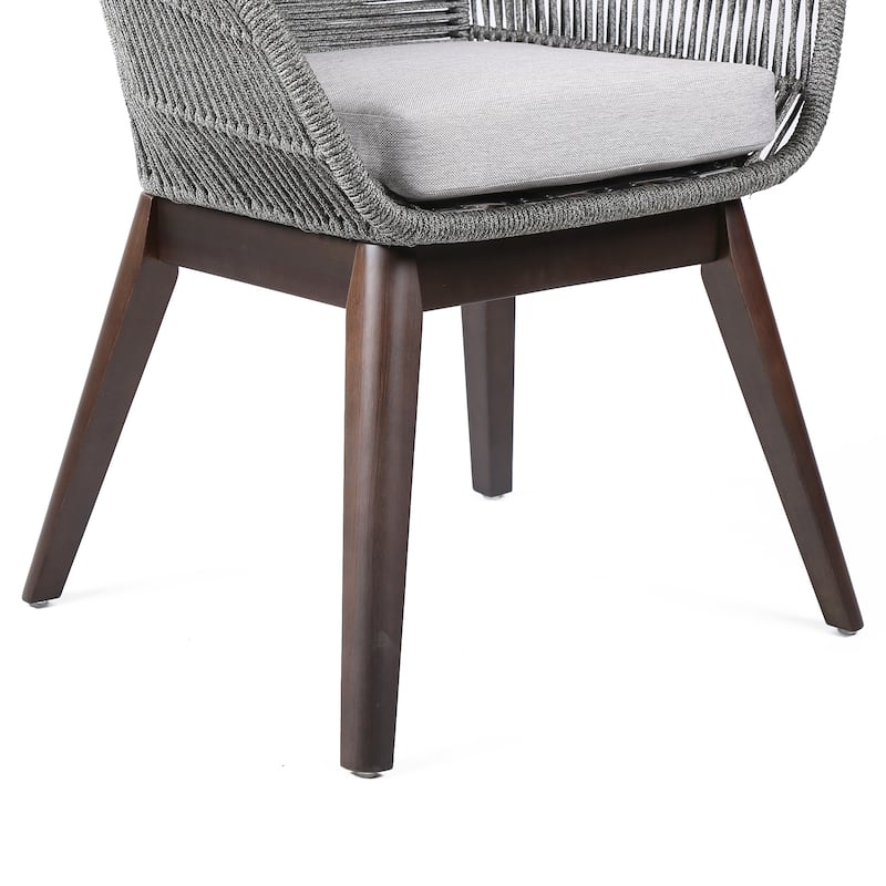 Tutti Frutti Eucalyptus Wood and Rope Outdoor Patio Dining Chair with Cushion - Gray