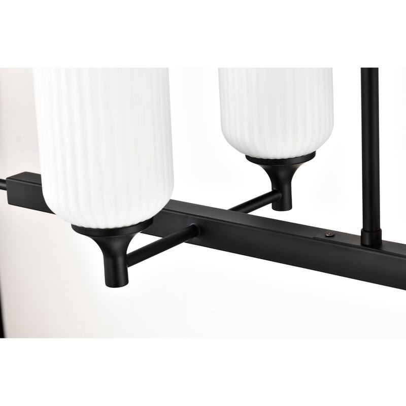 Solara 6 Light Island Pendant Matte Black Finish Frosted Ribbed Glass - Matte Black