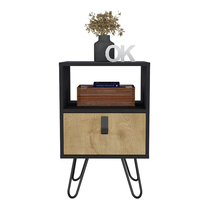 Nightstand Bedside Table Furniture 24"H ,Sleek Design with Hairpin Legs and One Drawer,for Bedroom,Hallway,Entryway,Nursery
