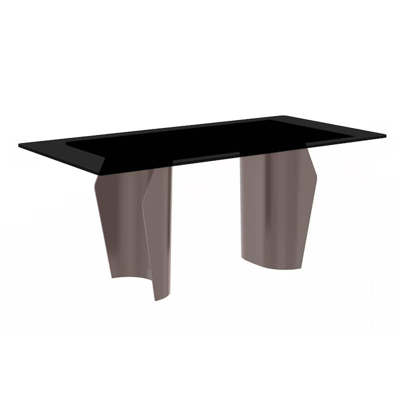 Zelan Rectangular Dining Table with Sintered Stone/Glass Top - 55 Inch - Black