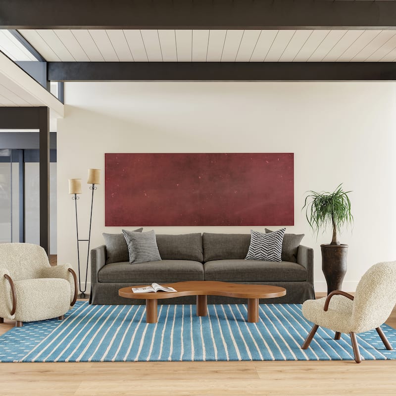 Mandia Striped Wool Area Rug - 3' x 5' - Baby Blue