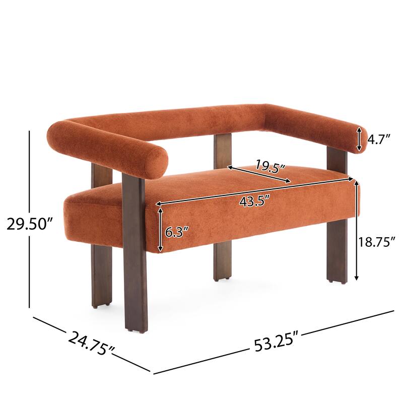 Christopher Knight Home - Loft Round armrest loveseat Rubber Wood