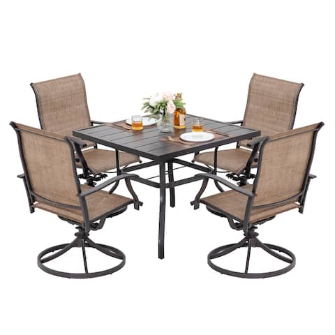 Nuu Garden 5 PCS Swivel Textilene Chairs Dining Sets