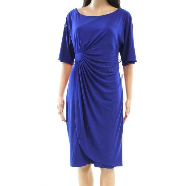 connected apparel faux wrap dress