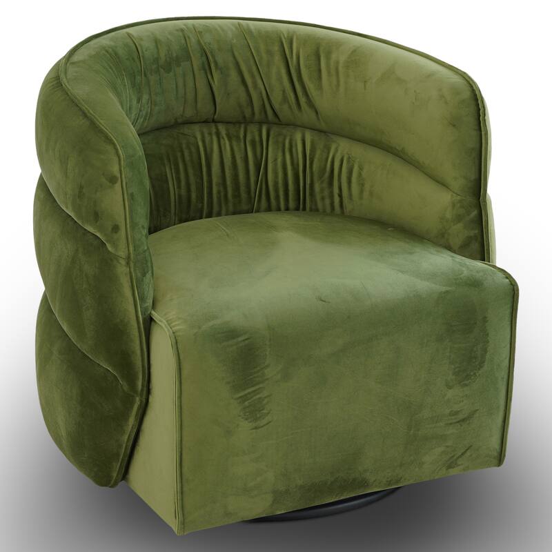 Maura Mid-Century Modern Upholstered Swivel Barrel Chair