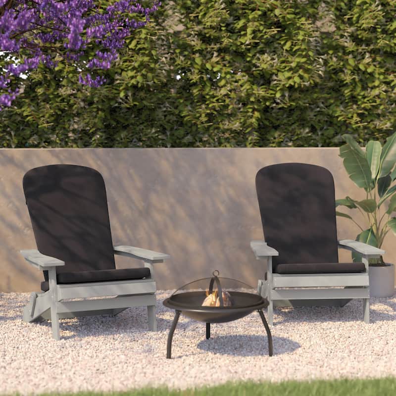 Indoor/Outdoor Folding Adirondack Chairs with Cushions - Set of 2 - 30.25"W x 34"D x 37"H - Gray