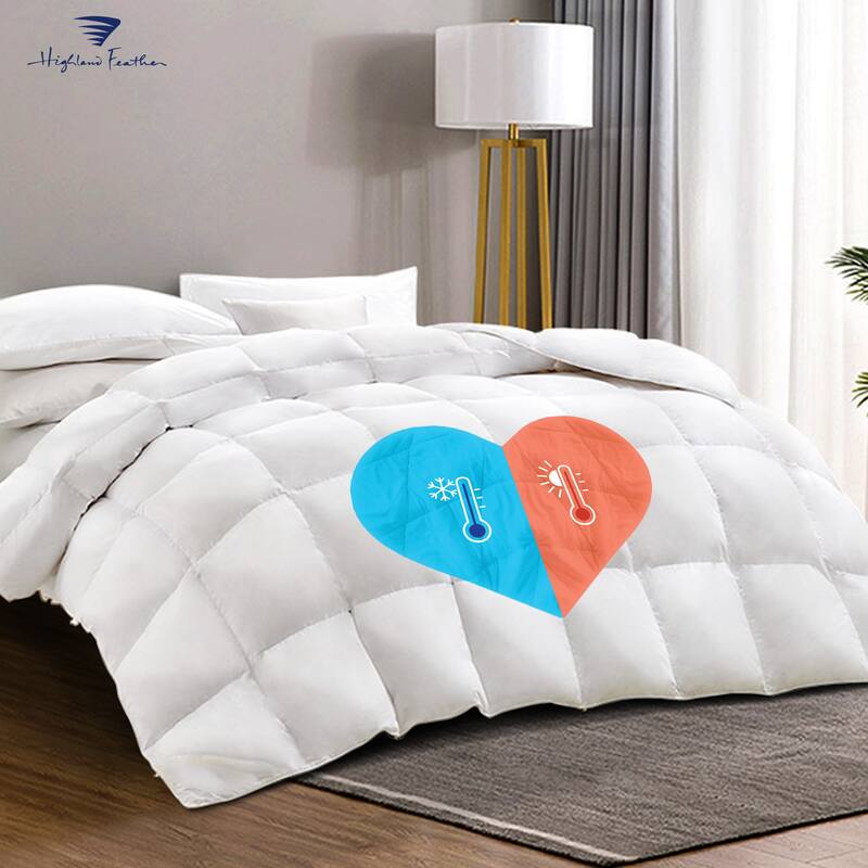 Highland Feather Dual Warmth 600 Fill Power White Down Duvet 289TC Pure Cotton Casing with Corner Ties SmartCare Dual