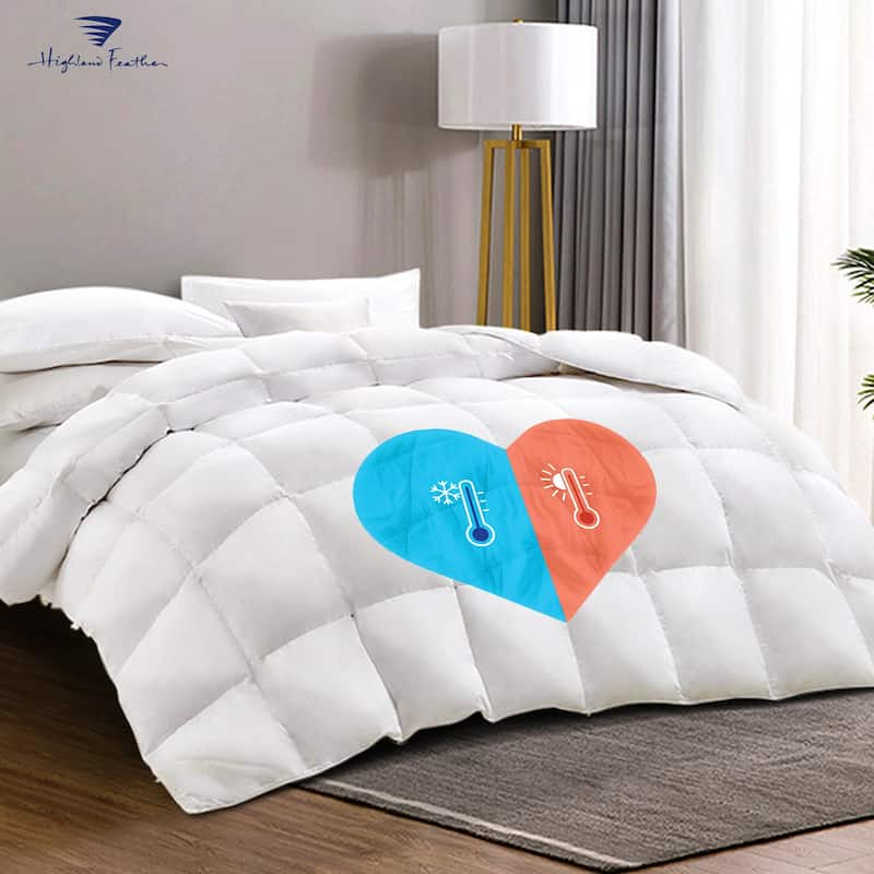 Highland Feather Dual Warmth 600 Fill Power White Goose Down Duvet 500TC Pure Cotton Casing with Corner Ties SmartCare Dual