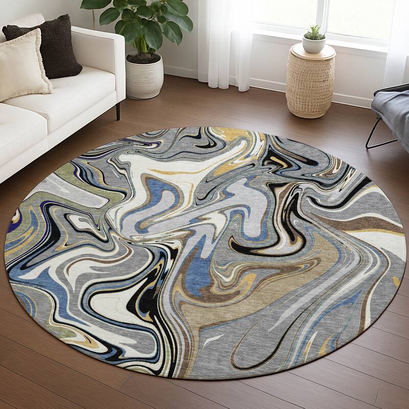 Machine Washable Indoor/ Outdoor Contemproary Fusion Chantille Rug