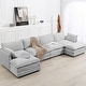 preview thumbnail 30 of 153, Corduroy Sectional Sofa with Removable Ottomans & Ultra-soft Cushions for Living Room & Bedroom 4 Seats with 2 Ottomans - Mist Grey