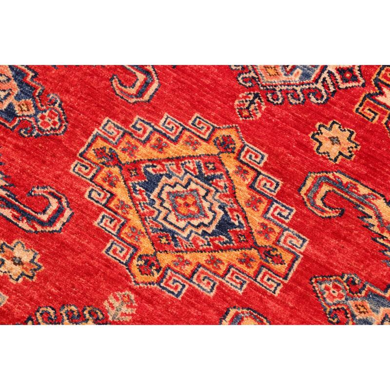 Rustic Super Kazak Blaze Red/Beige Hand Knotted Wool Rug - 8'3'' x 9'8''