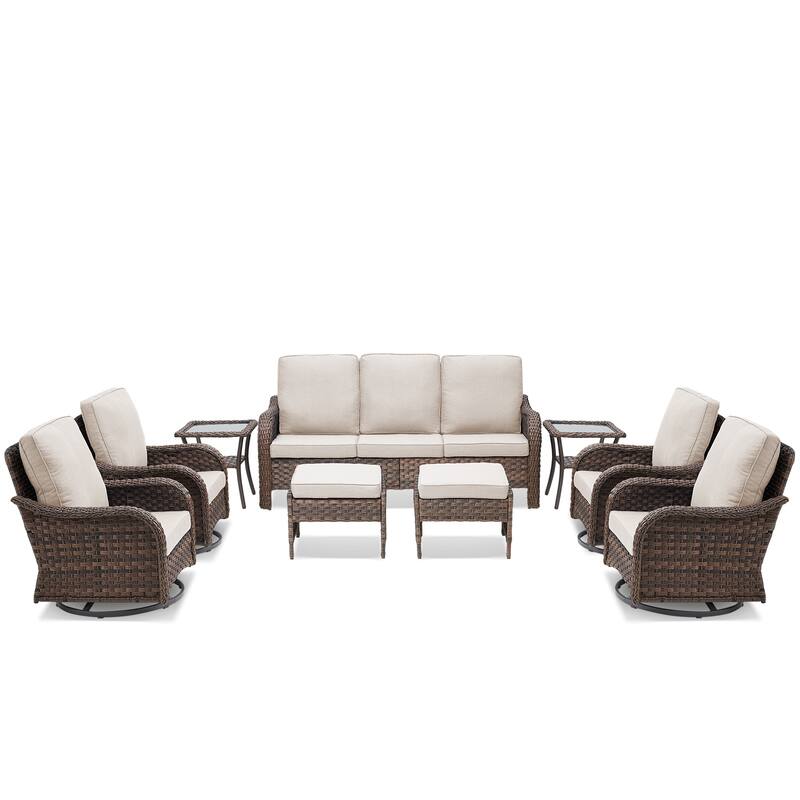 Pocassy Outdoor Patio Furniture Set PE Wicker Sofa Set