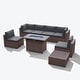 preview thumbnail 40 of 44, Outdoor 8 Pieces Sectional Wicker Sofa Set with Fire Pit