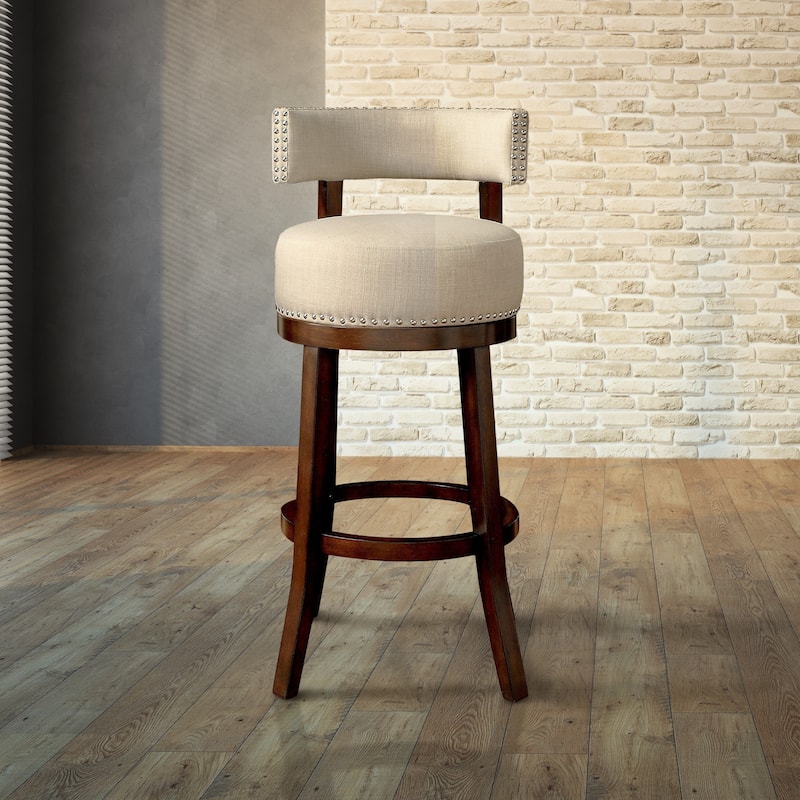 Fendeson Transitional Nailhead Swivel Barstool (Set of 2) by Furniture of America - Beige - Counter Height